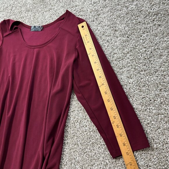 Sympli Women's Sz 10 Burgundy Hi-Low 3/4 Sleeve Tunic Top Polyester - Picture 7 of 10